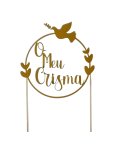 Topo Bolo Crisma Dourado